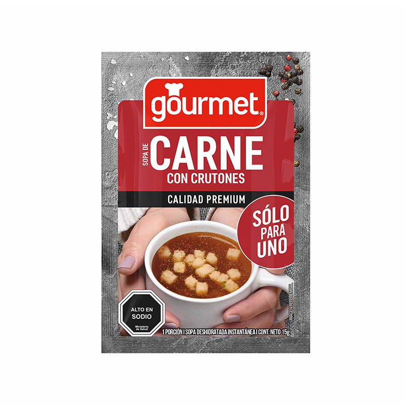 Sopa de Carne con Crutones Sólo Para Uno