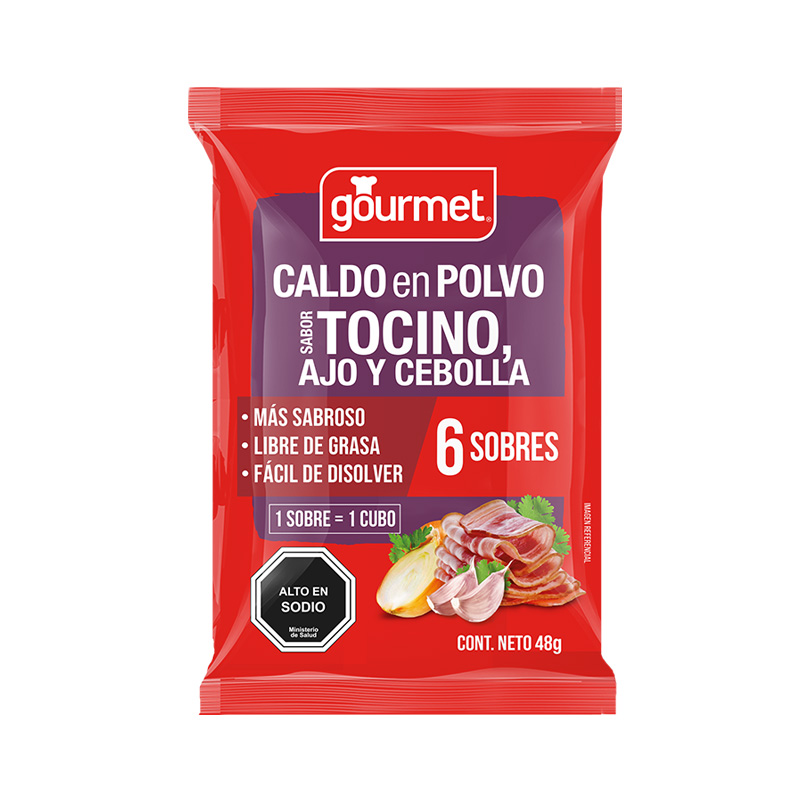 Caldo en Polvo Tocino, Ajo y Cebolla