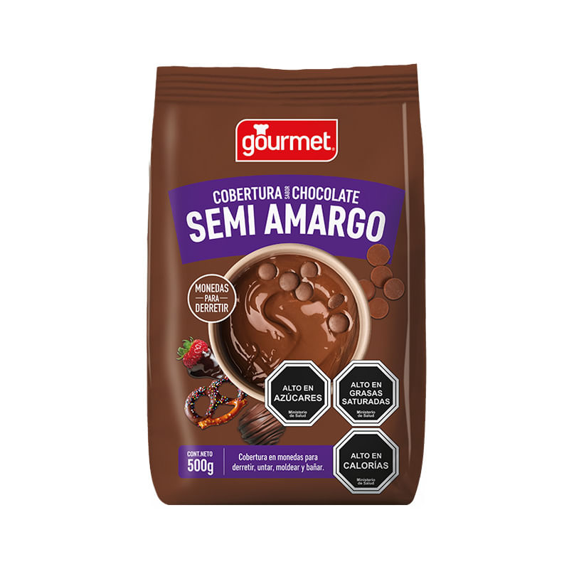 Cobertura de chocolate semi-amargo en monedas