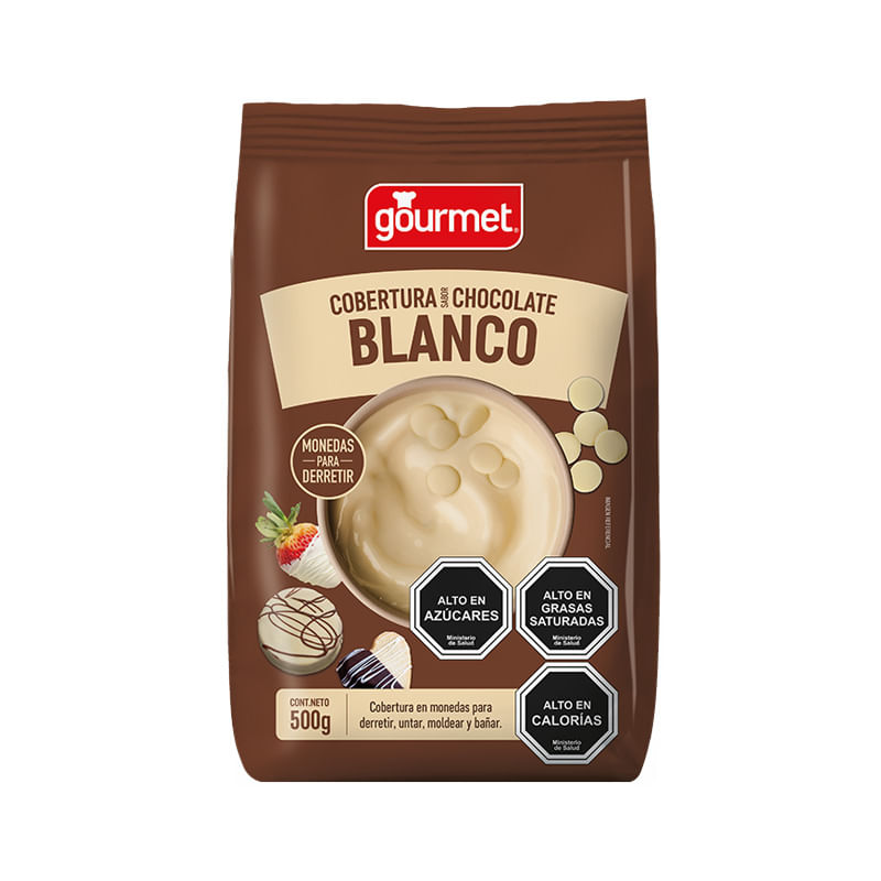 Cobertura de chocolate blanco en monedas