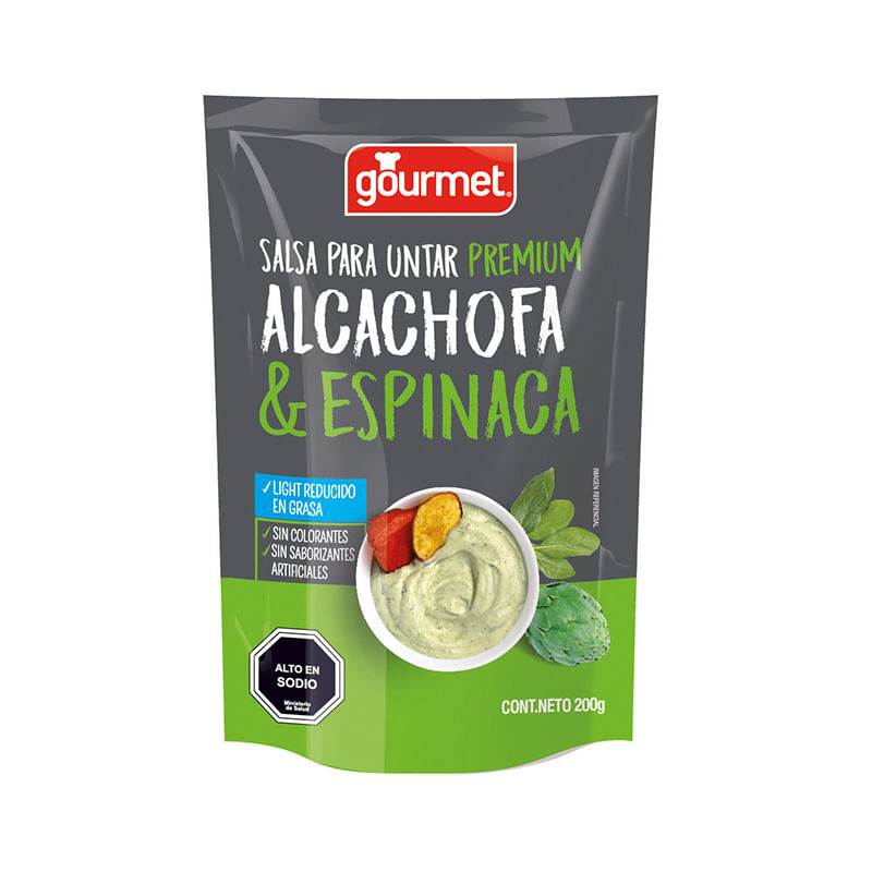 Salsa para untar premium alcachofa y espinaca