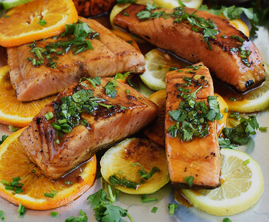 Salmón a la Naranja con Salsa Oriental