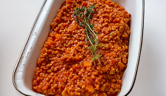 Boloñesa vegetariana con carne de soya