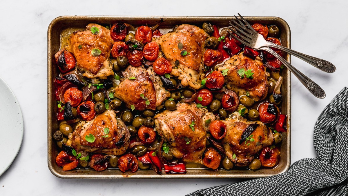 Receta Pollo Mediterráneo One Pan | Gourmet